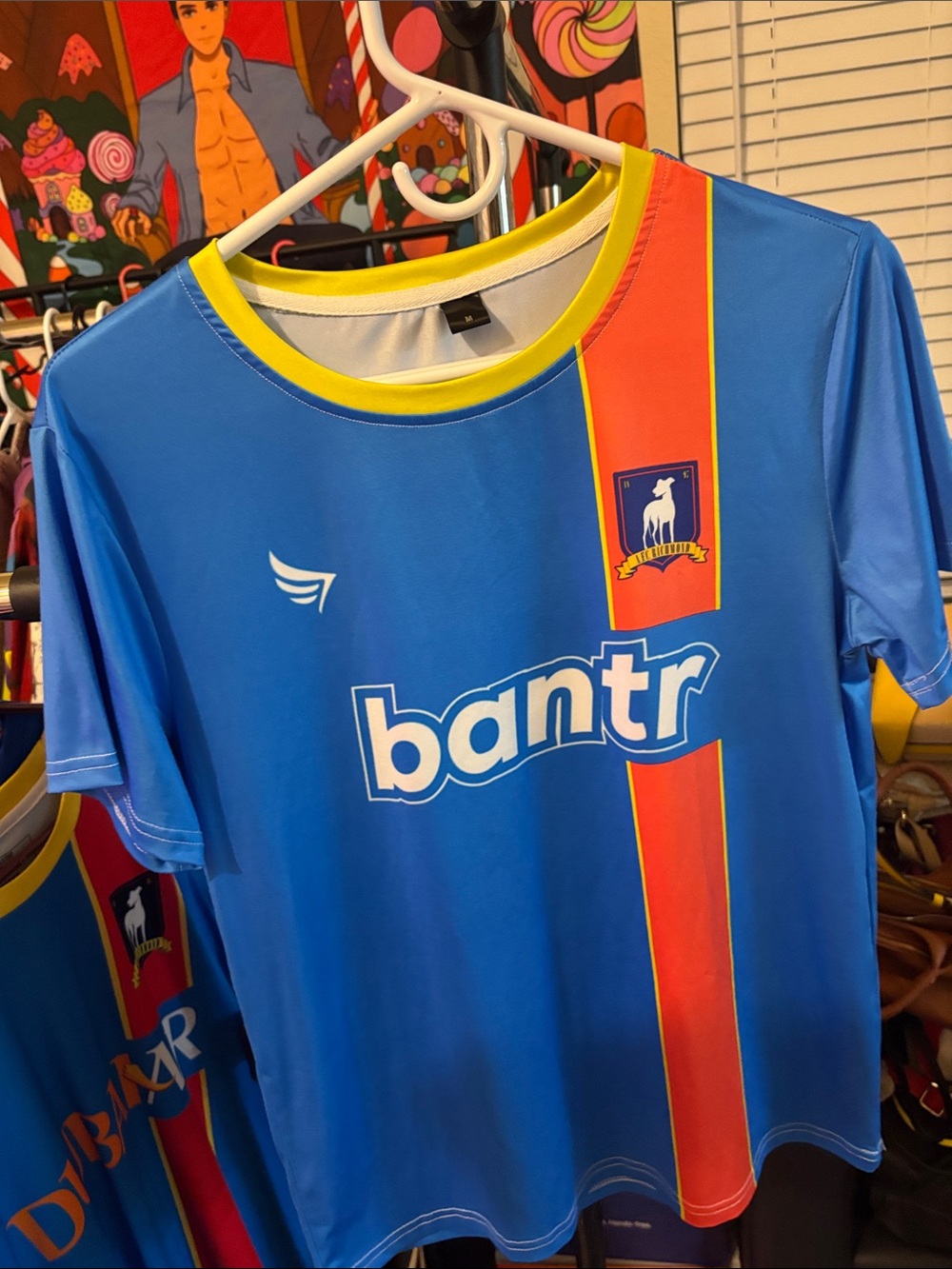 Men’s M  Blue 'Tartt' #9 Soccer Jersey with Red Stripe